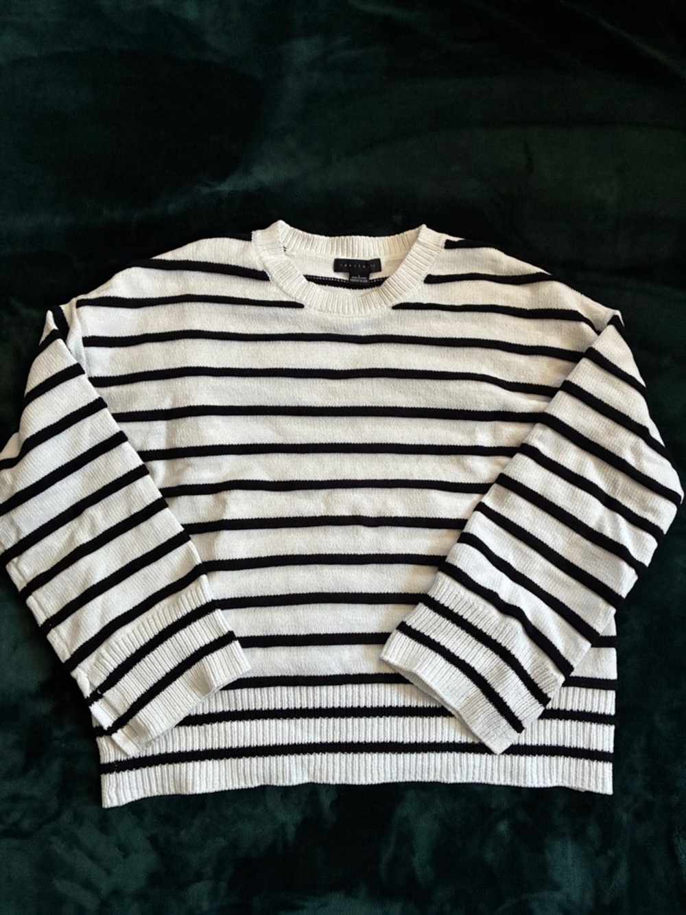 Sanctuary Black & White Striped Crewneck Sweater
